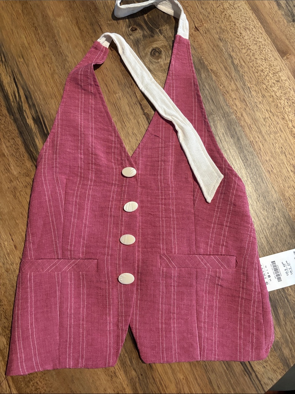Zara Pink Striped Halter Tank Top with Cream Tie